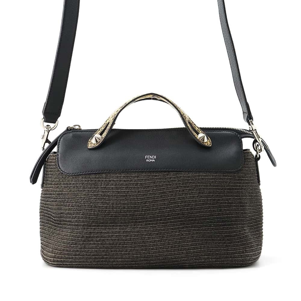 Fendi Visible Python Straw Medium Handbag Black - image 1